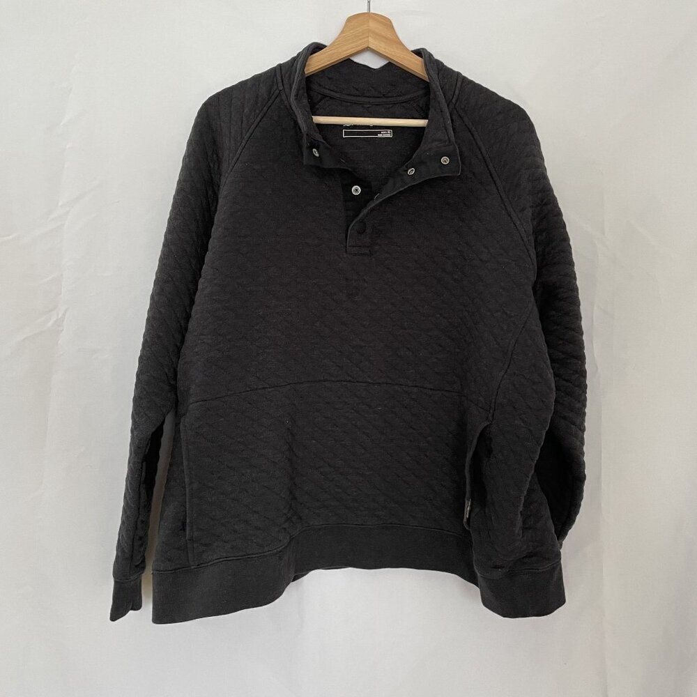 Eddie Bauer gray men's XL pullover sweater buttons crewneck style front pocket